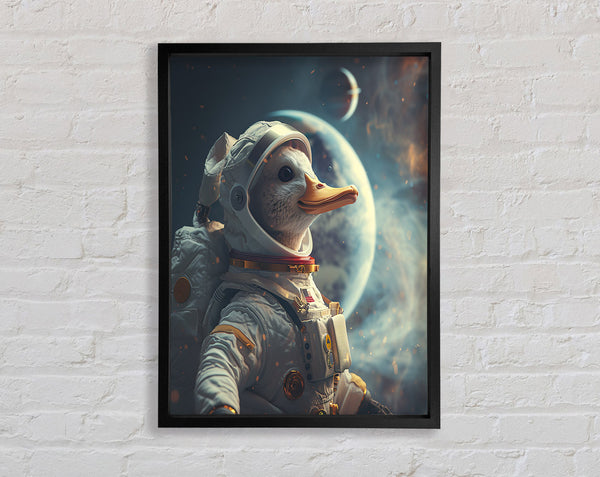 Duck In Space Framed Print