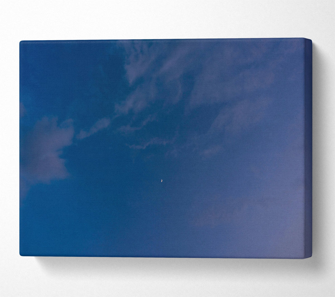  A Canvas Print of Blue Sky Crescent Moon Canvas Print