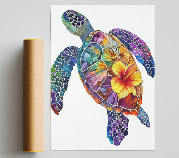Purple Sea Turtle Blooms Print
