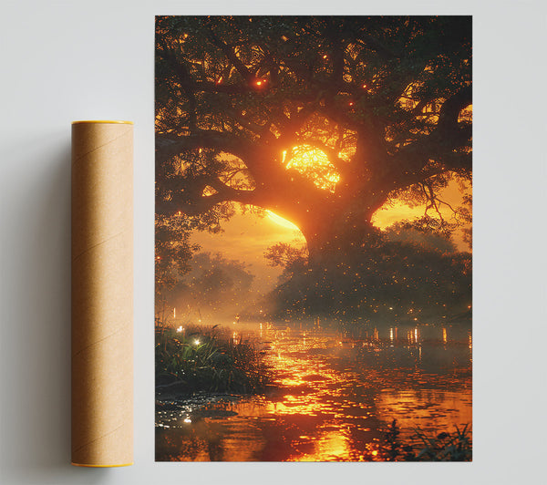 Golden River'S Embrace Poster