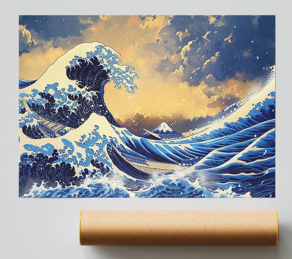 Blue Wave Crashing Poster