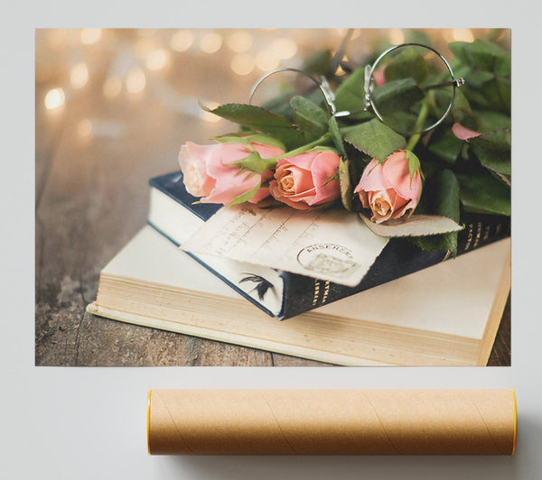 Blush Book And Blooms Poster