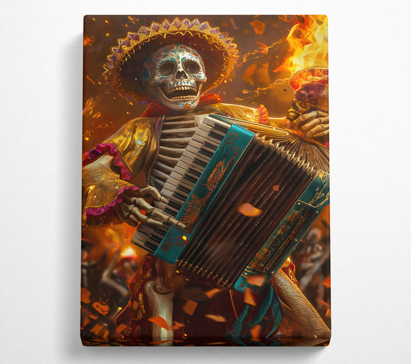  A Canvas Print of Teal Accordion Skeleton Canvas Print