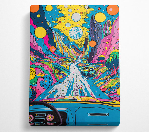  A Canvas Print of Blue Road Through Cosmos Canvas Wall Art