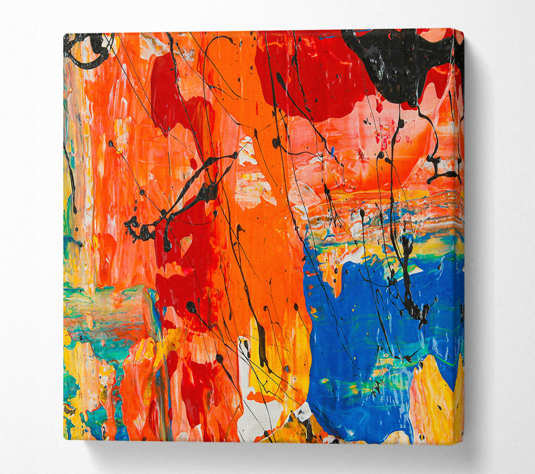  A Canvas Print of Orange Abstract Drips Canvas Print