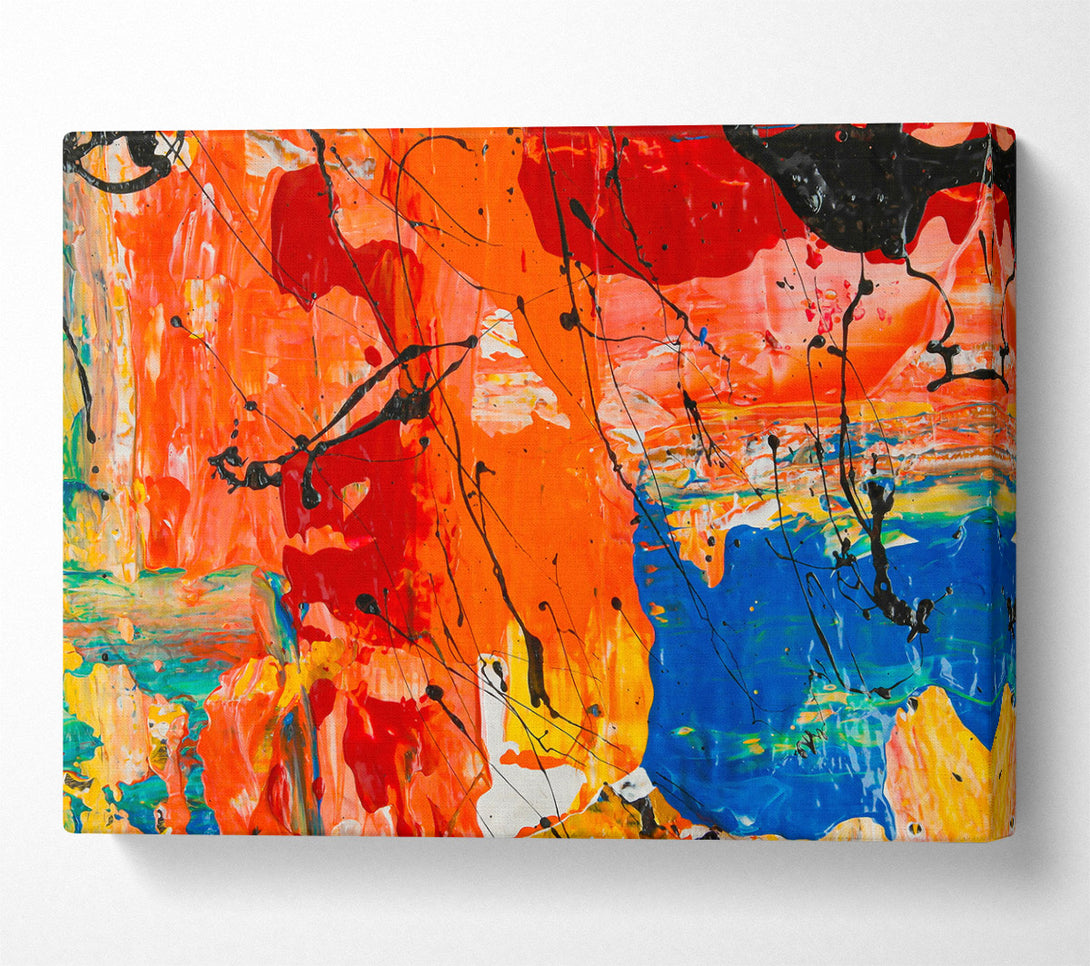  A Canvas Print of Orange Abstract Drips Canvas Print