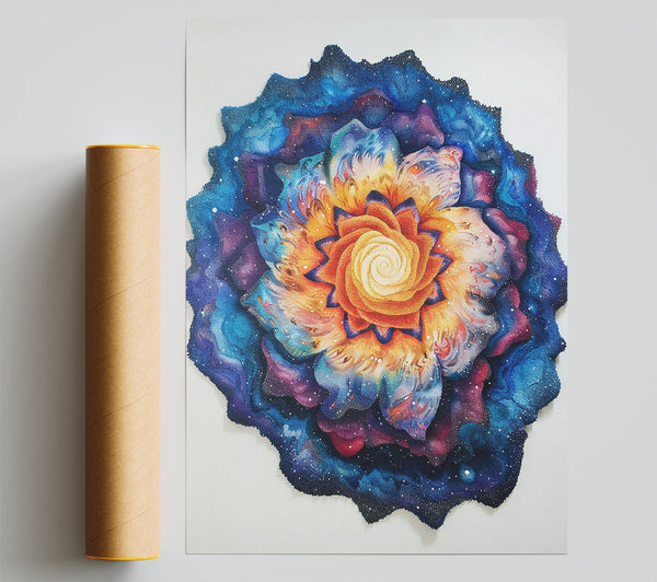 Cosmic Orange Bloom Giclee Print