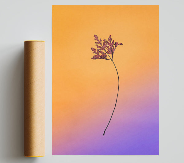 Orange Branch Silhouette Poster
