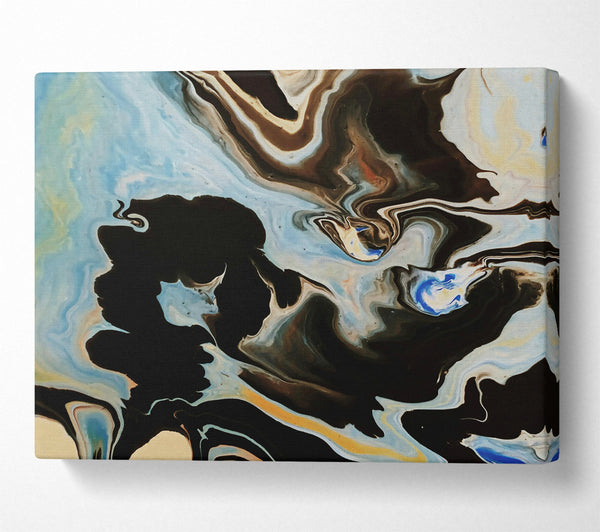  A Canvas Print of Black And Azure Swirls Canvas Wall Art