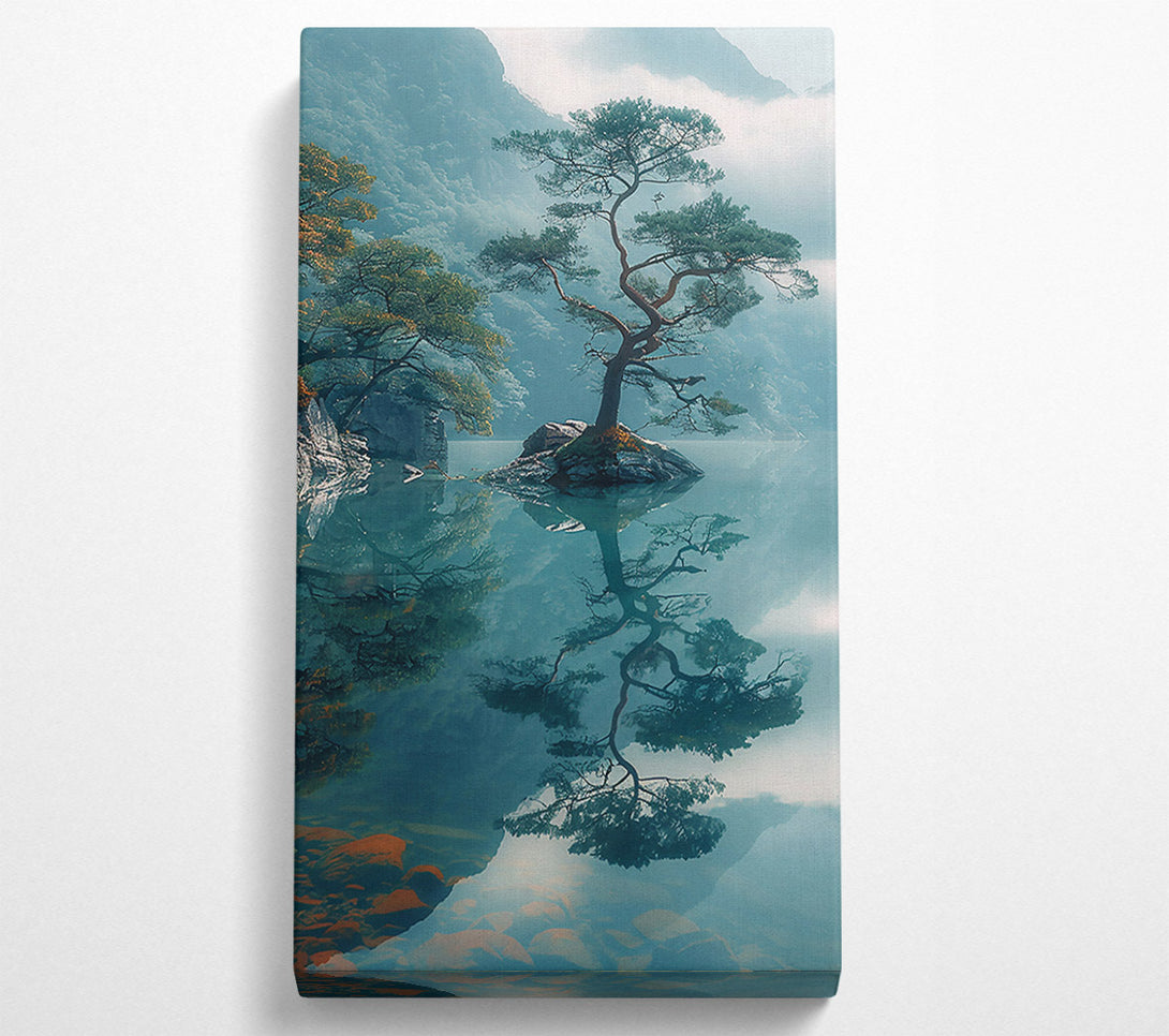  A Canvas Print of Teal Reflection In Mist Canvas Print