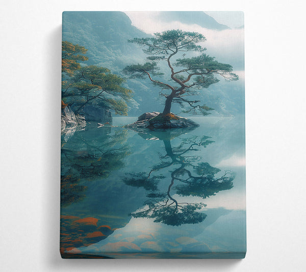  A Canvas Print of Teal Reflection In Mist Canvas Print