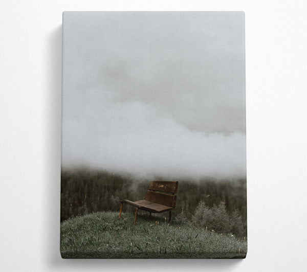  A Canvas Print of Brown Bench In The Mist. Canvas Art