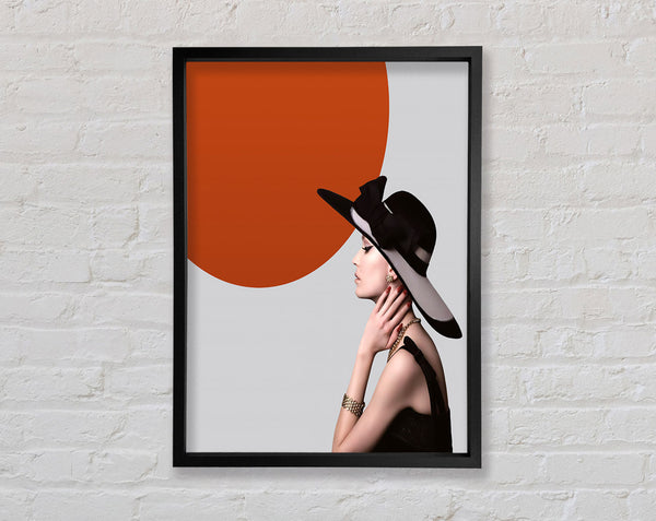 Elegant Lady With Orange Circle Framed Print