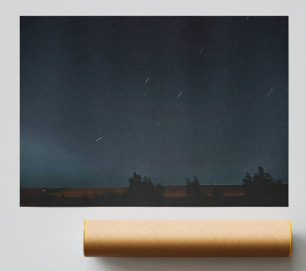 Midnight Blue Trails Poster