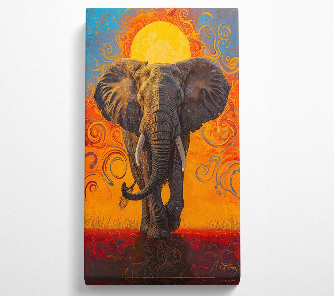  A Canvas Print of Elephant Burning Sun Canvas Wall Art