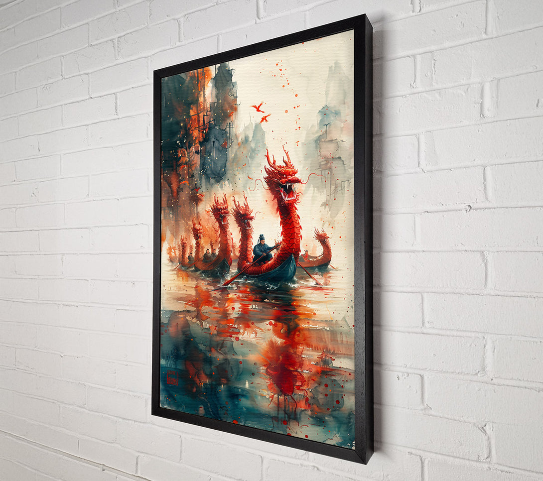  A Canvas Print of Crimson Dragon Boats Canvas Art