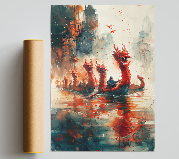 Crimson Dragon Boats Print