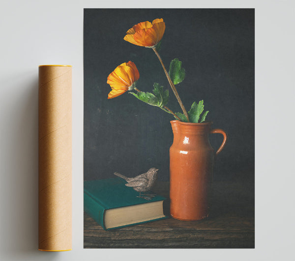 Orange Blooms And Stillness Poster