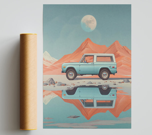 Aqua Bronco Reflection Print