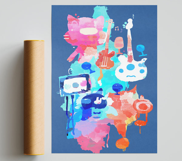Blue Mood Music Print