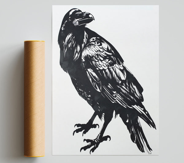 Black Raven Silhouette Poster