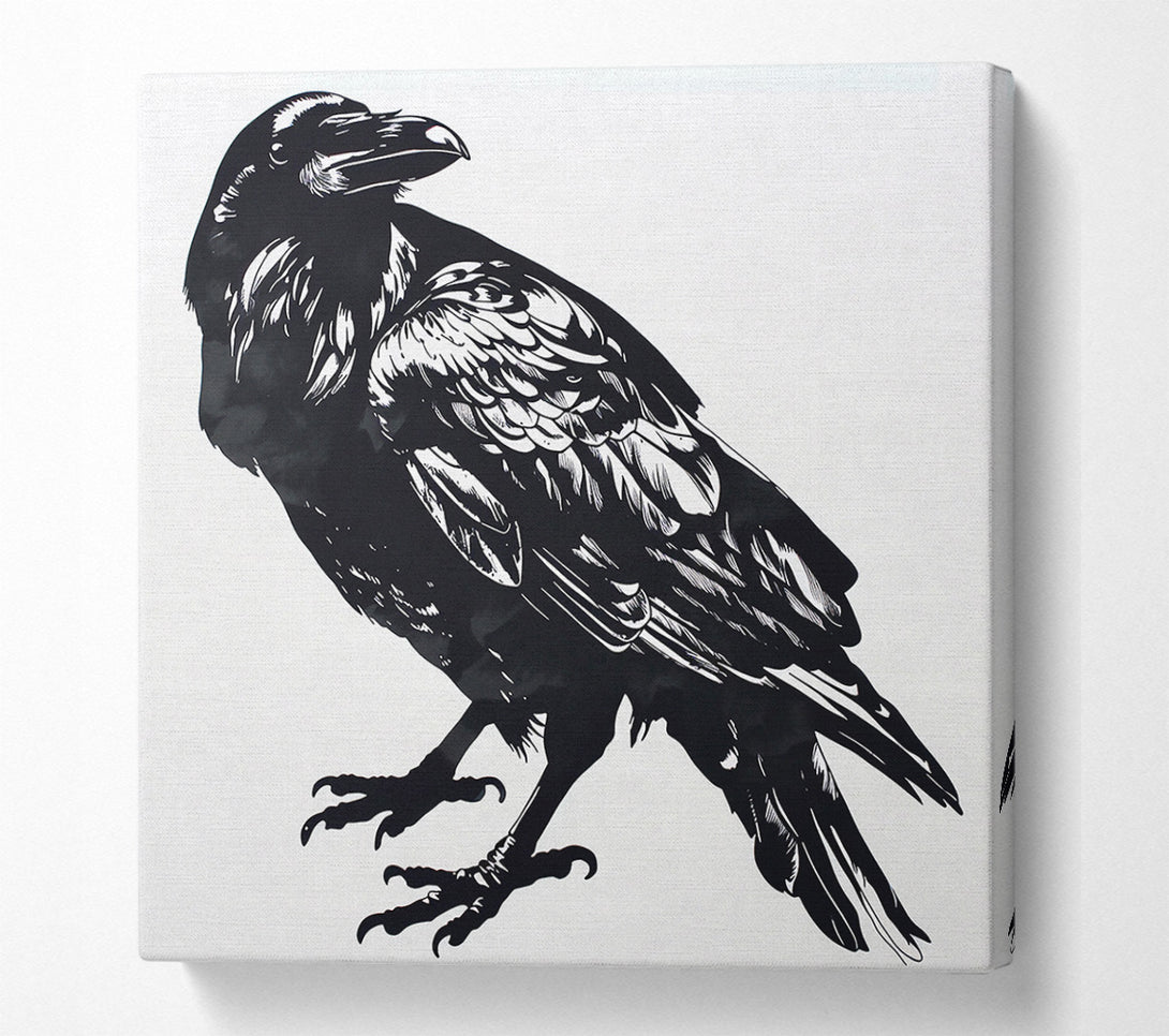  A Canvas Print of Black Raven Silhouette Canvas Wall Art