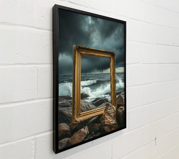 Empty Picture Frame On A Beach