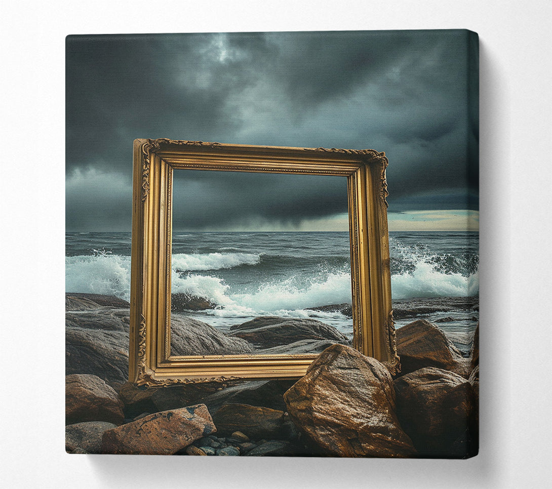  A Canvas Print of Empty Picture Frame On A Beach Canvas Art