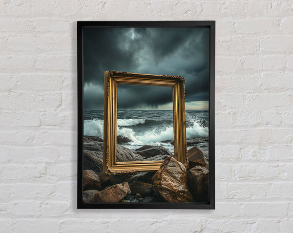 Empty Picture Frame On A Beach Framed Print