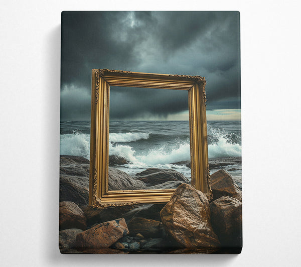  A Canvas Print of Empty Picture Frame On A Beach Canvas Art