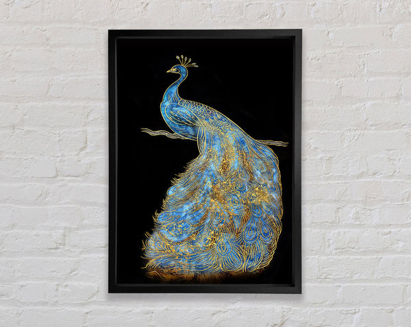Engraved Peacock Framed Print