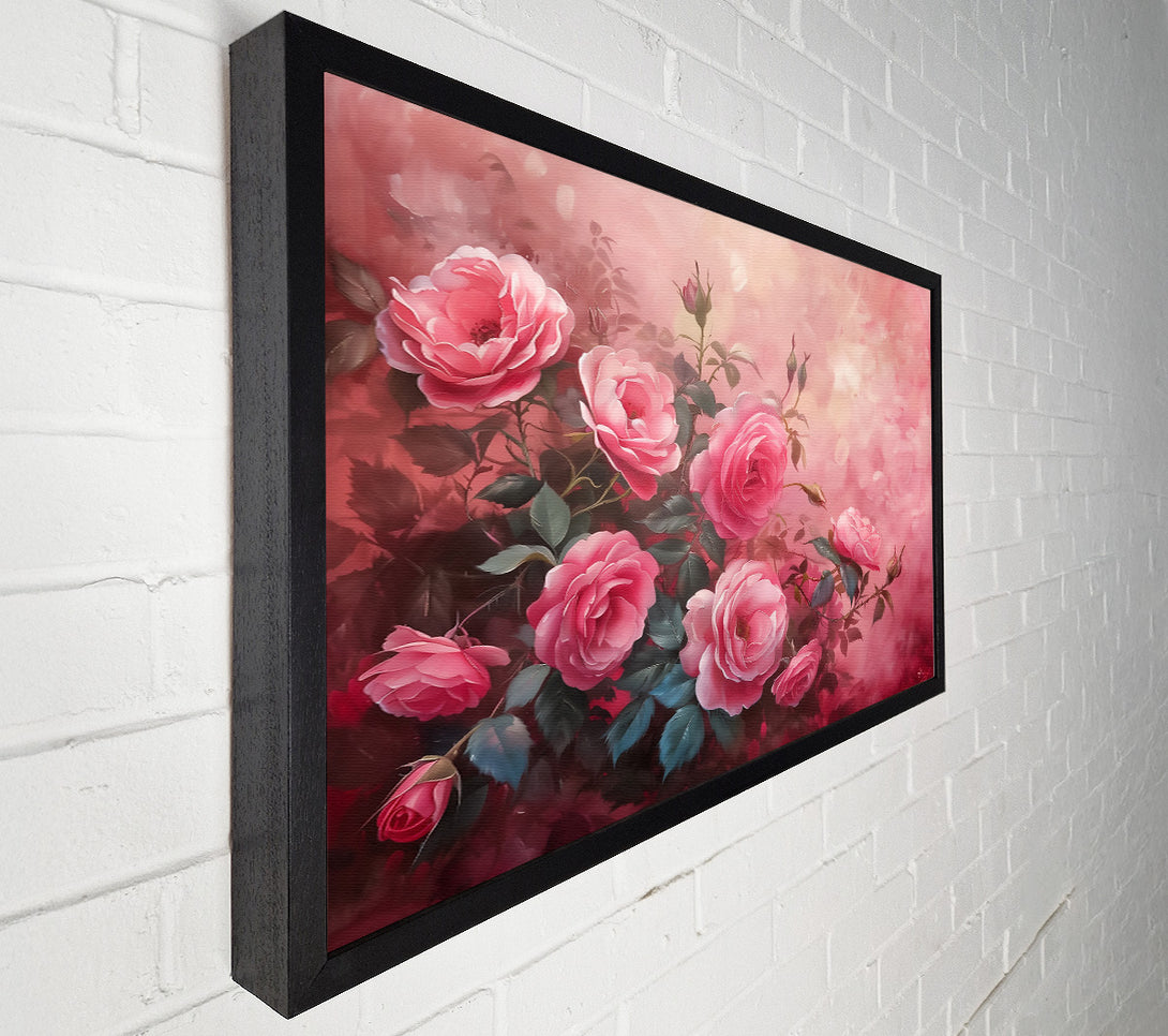  A Canvas Print of Pink Roses In Bloom Canvas Wall Art