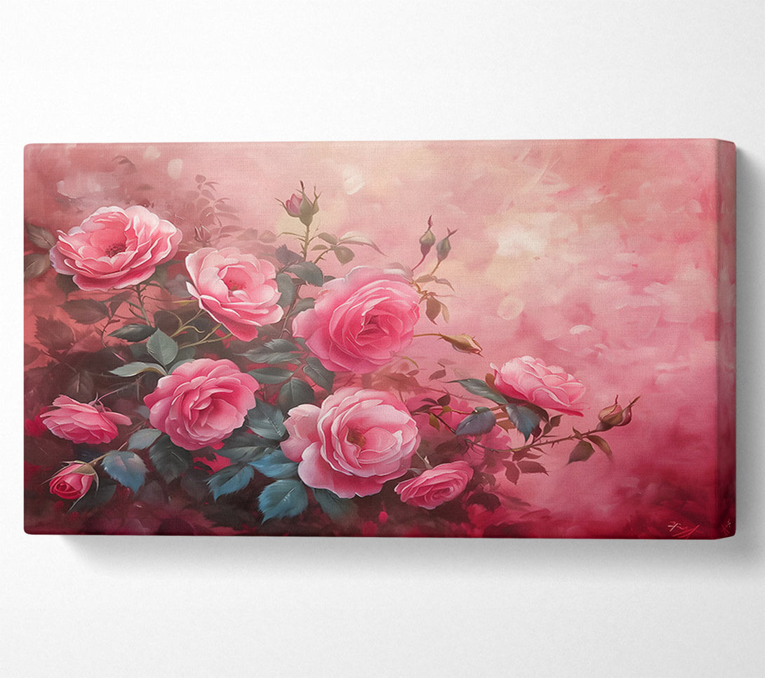  A Canvas Print of Pink Roses In Bloom Canvas Wall Art