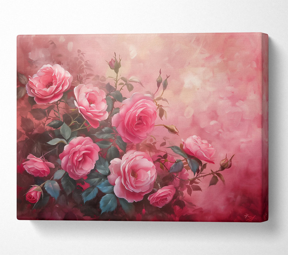  A Canvas Print of Pink Roses In Bloom Canvas Wall Art