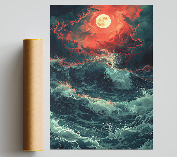Crimson Sea'S Fury Print