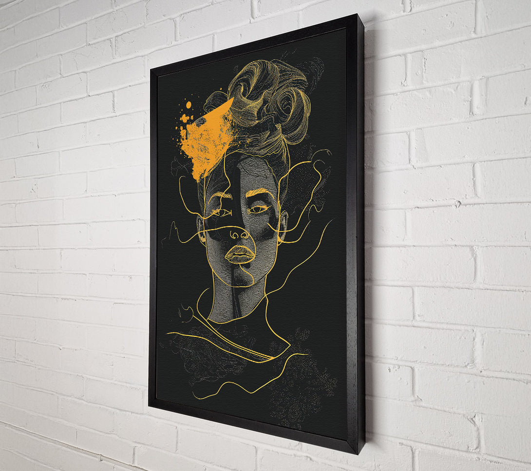  A Canvas Print of Golden Abstract Portrait Canvas Wall Art