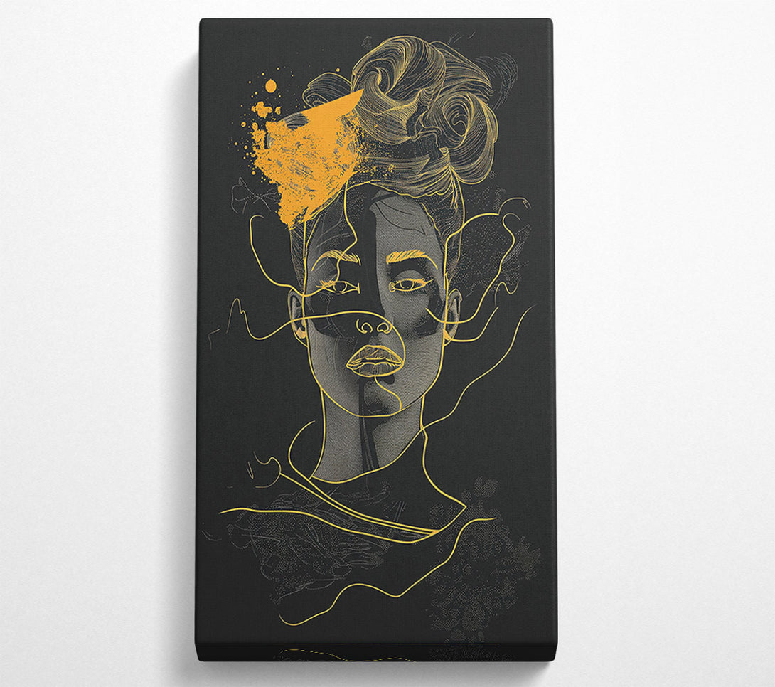  A Canvas Print of Golden Abstract Portrait Canvas Wall Art