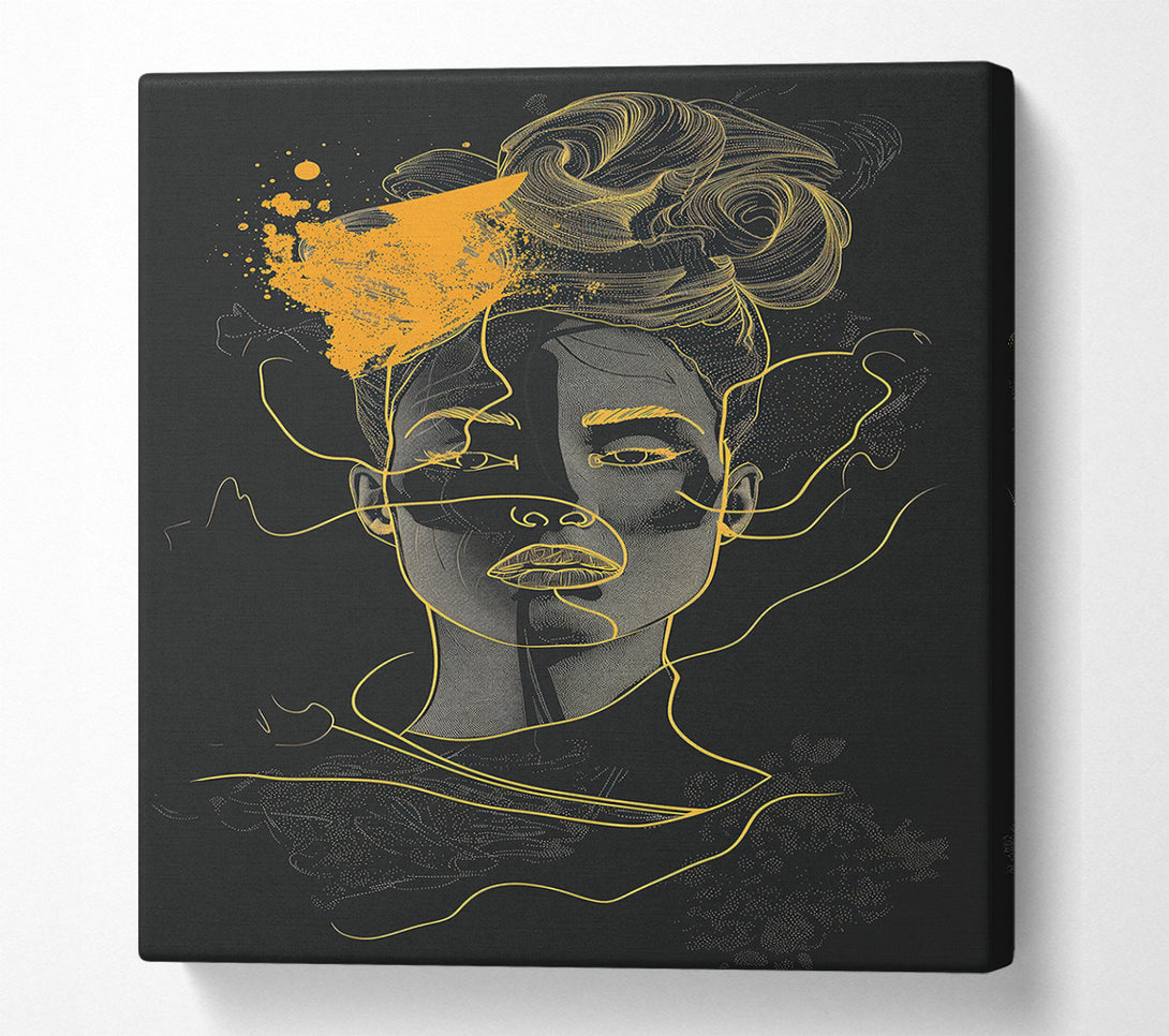  A Canvas Print of Golden Abstract Portrait Canvas Wall Art