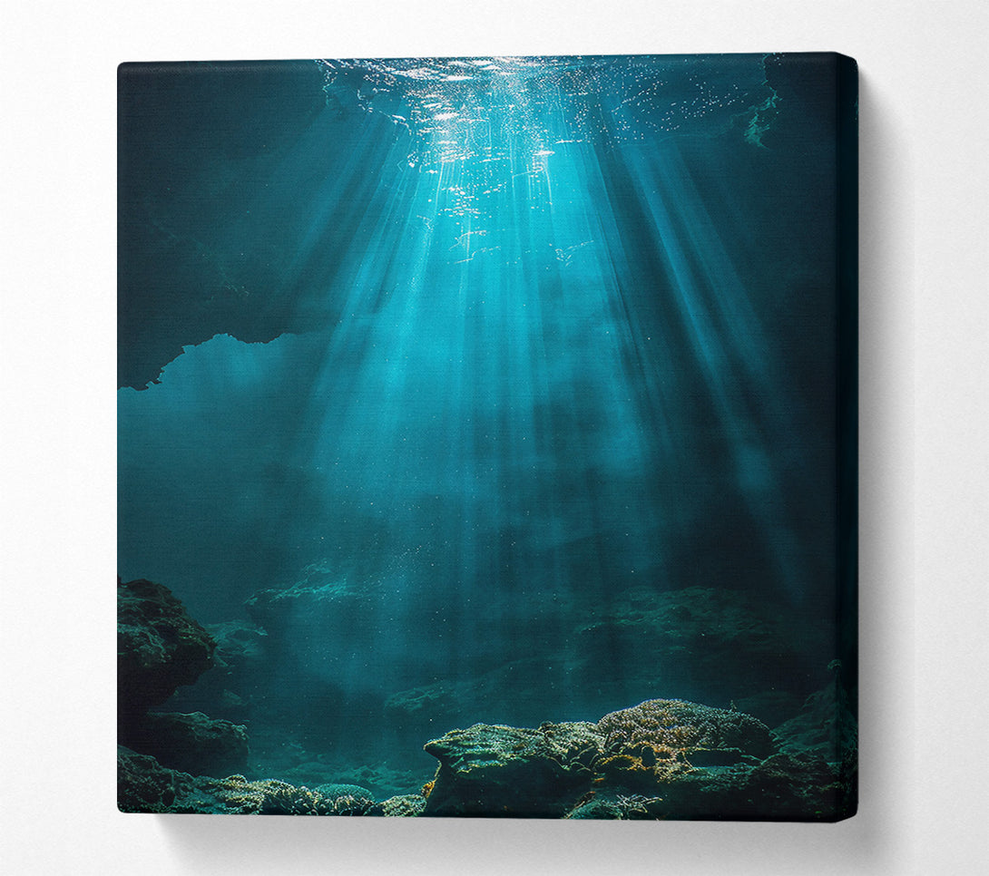  A Canvas Print of Teal Underwater Rays Canvas Wall Art