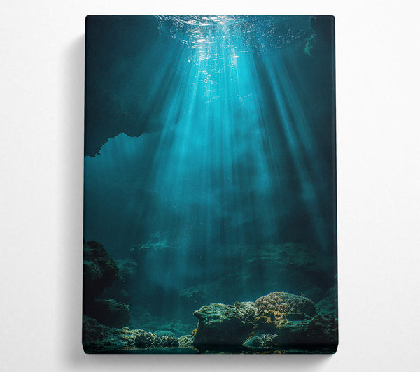  A Canvas Print of Teal Underwater Rays Canvas Wall Art