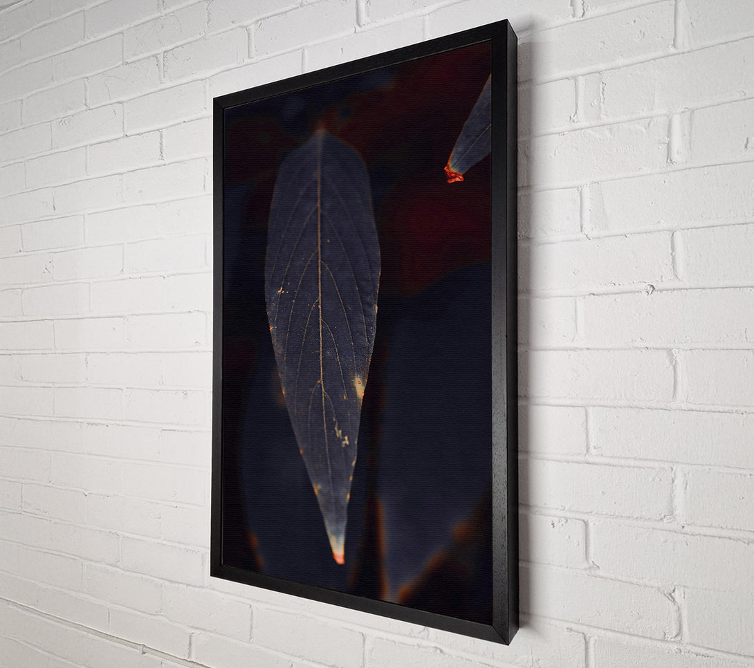  A Canvas Print of Indigo Leaf Silhouette Canvas Art