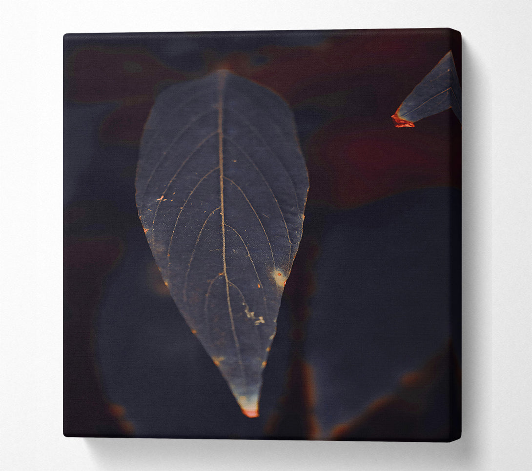  A Canvas Print of Indigo Leaf Silhouette Canvas Art