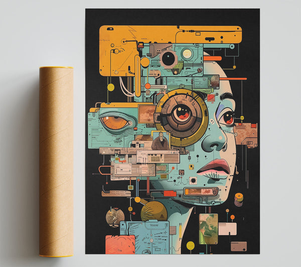 Teal Circuitry Woman Giclee Print