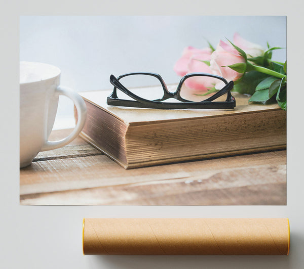 Pink Rose And Book Giclee Print