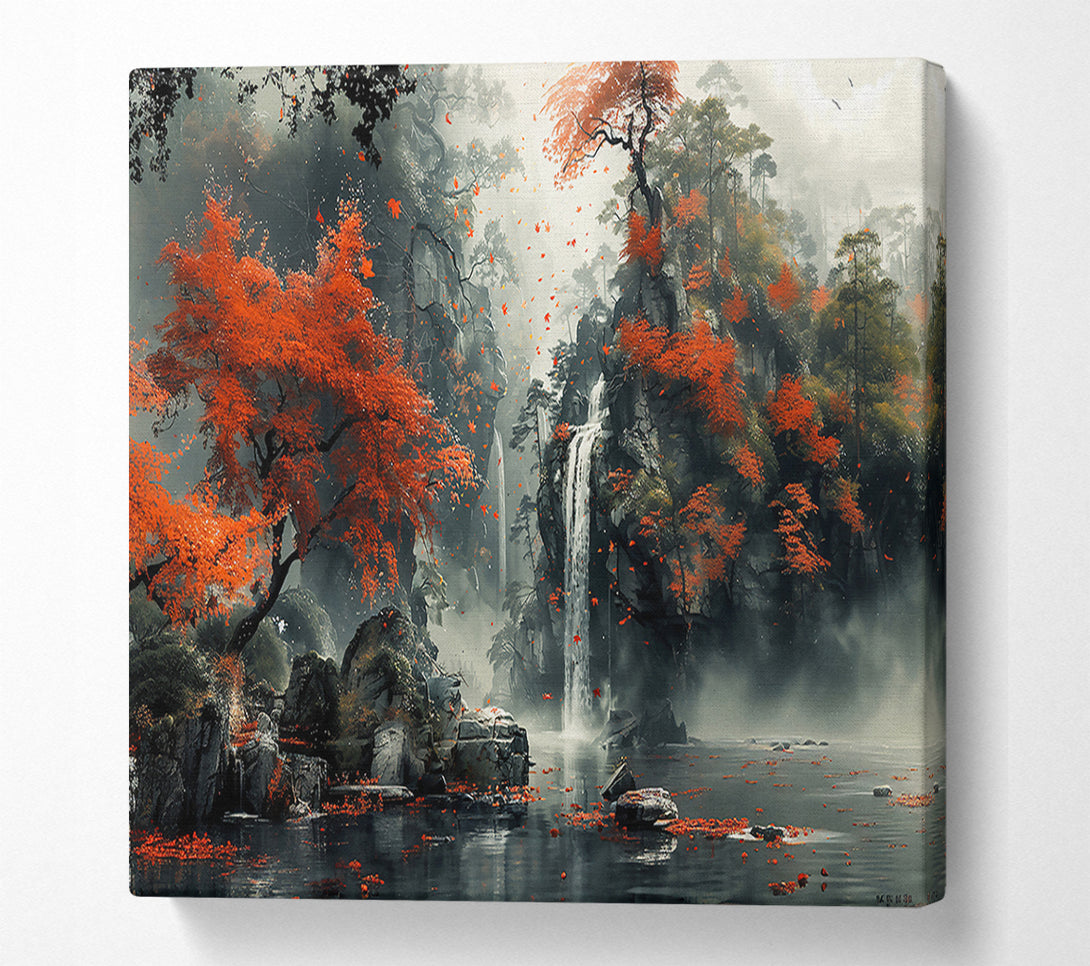  A Canvas Print of Crimson Waterfall Mist Canvas Print