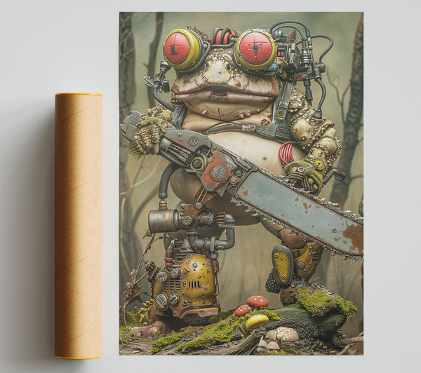 Rusting Red Chainsaw Frog Poster