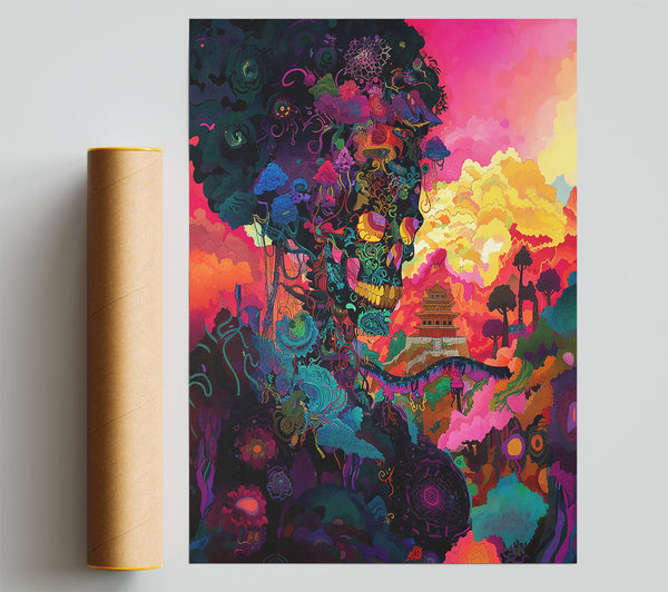 Crimson Skull Garden Poster