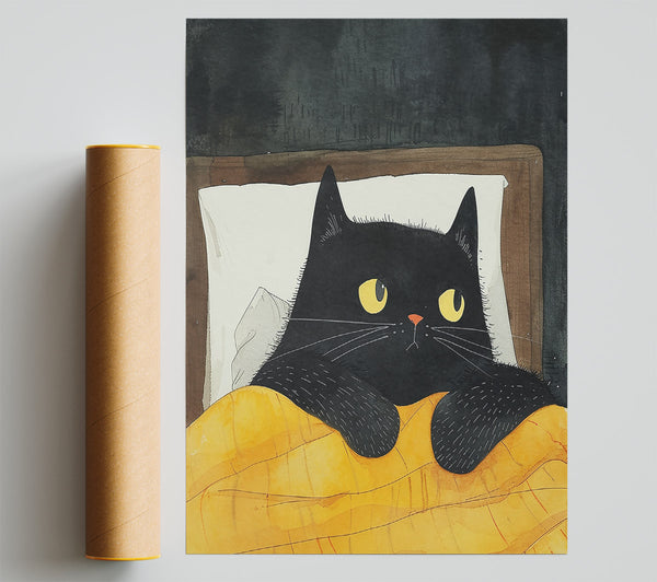 Yellow Blanket Cat Giclee Print