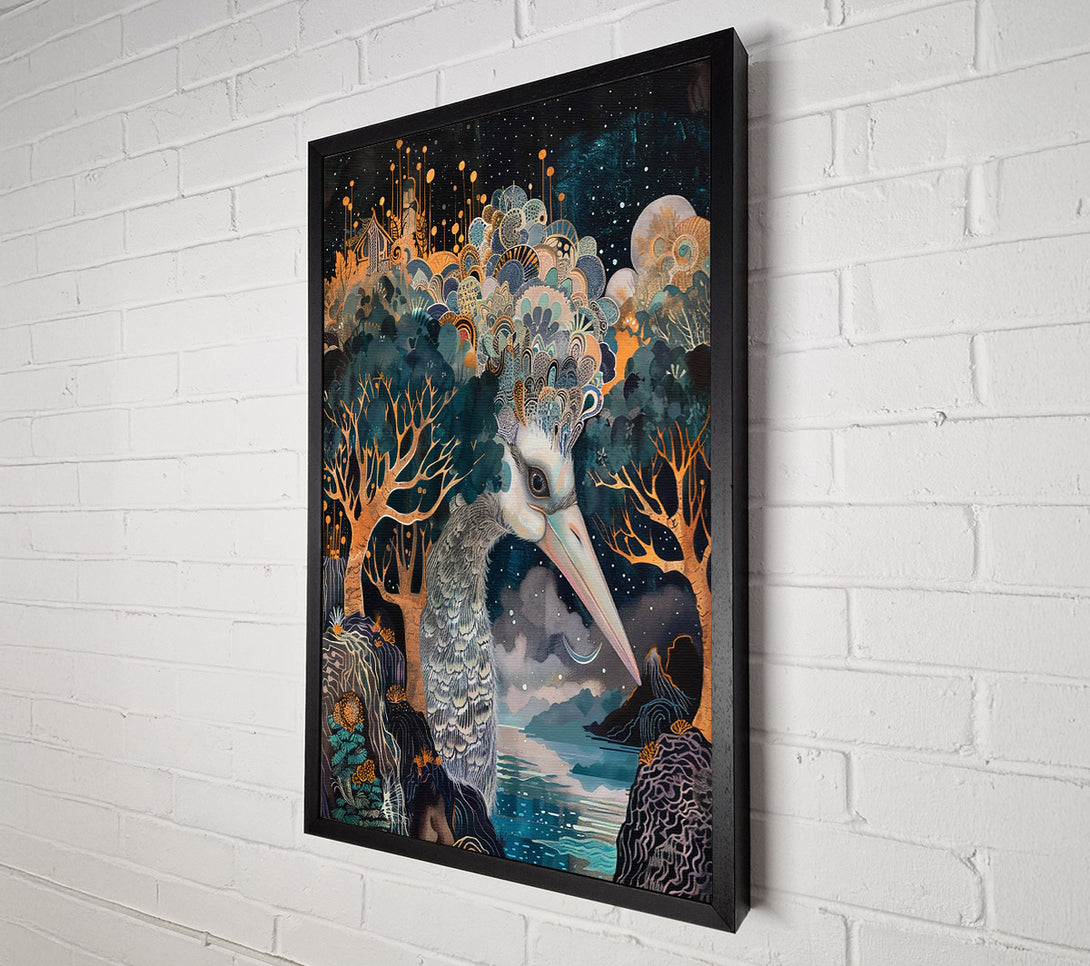  A Canvas Print of Golden Night Bird Canvas Art
