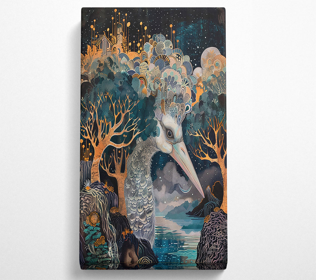  A Canvas Print of Golden Night Bird Canvas Art